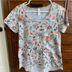 LuLaRoe gray space dye floral perfect tee